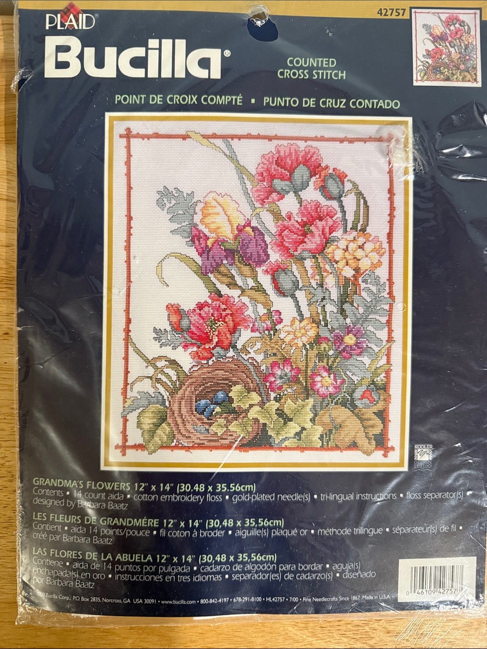Vintage Bucilla GrandmaโsFlowers Counted Cross Stitch.